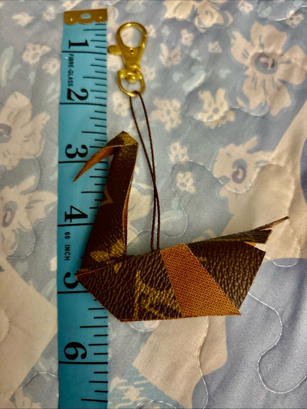 Brown Leather Origami Bird Keychain Charm - Women's Jewelry